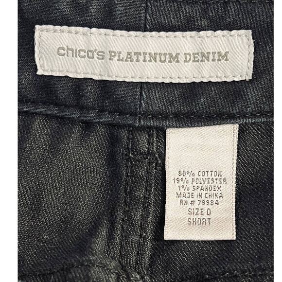 Chico's Platinum Denim Black Jeans Cotton & Spandex Blend Woman's Size 0 - Picture 6 of 8